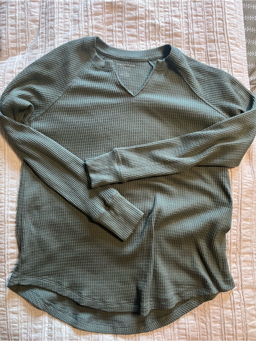 American Eagle Waffle Top Olive Green